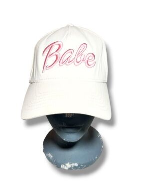 White & Pink 'Babe' Embroidered Baseball Cap